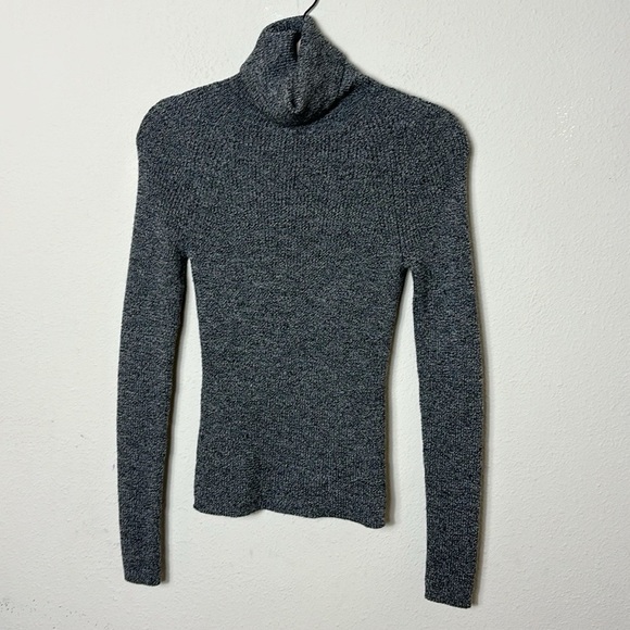 Theory Fold-Over Long-Sleeve 100% Wool Turtleneck Sweater size P ( 2P) in grey - Picture 1 of 9